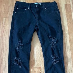 Signature Levis Strauss S37 Slim 32/34 Black Distressed Jeans